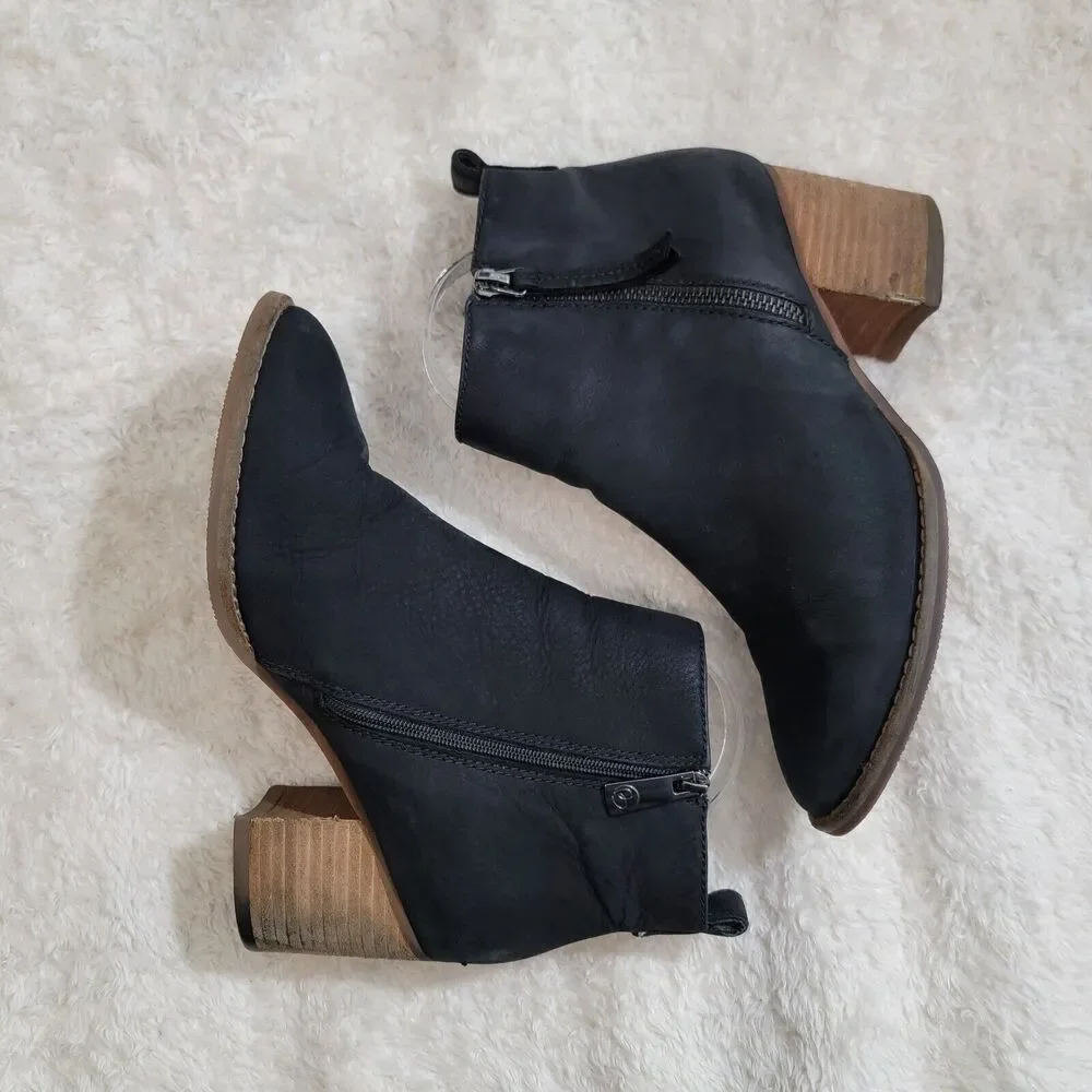 Blondo Womens Nova Waterproof Ankle Boots Black Nubuck B6207 Women's‎ Size 7 M